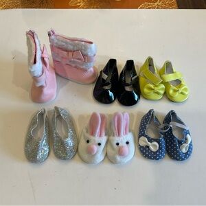 New American Girl Doll Shoes 6 Pair Variety Boots Slippers Mary Janes Ballet